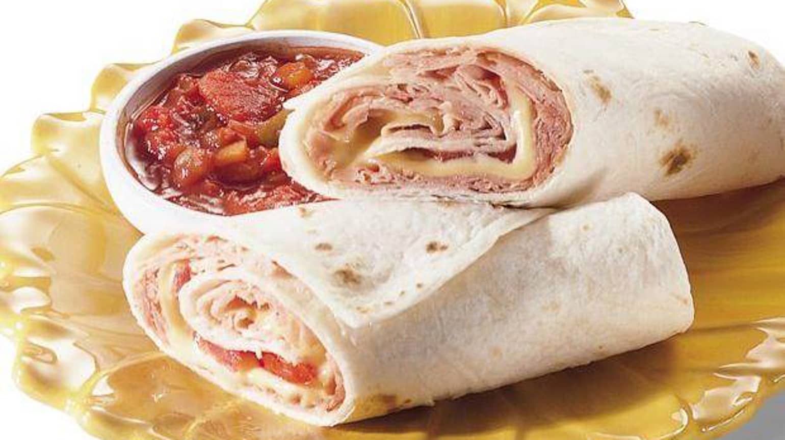 Wraps chauds au jambon, au fromage et à la tomate